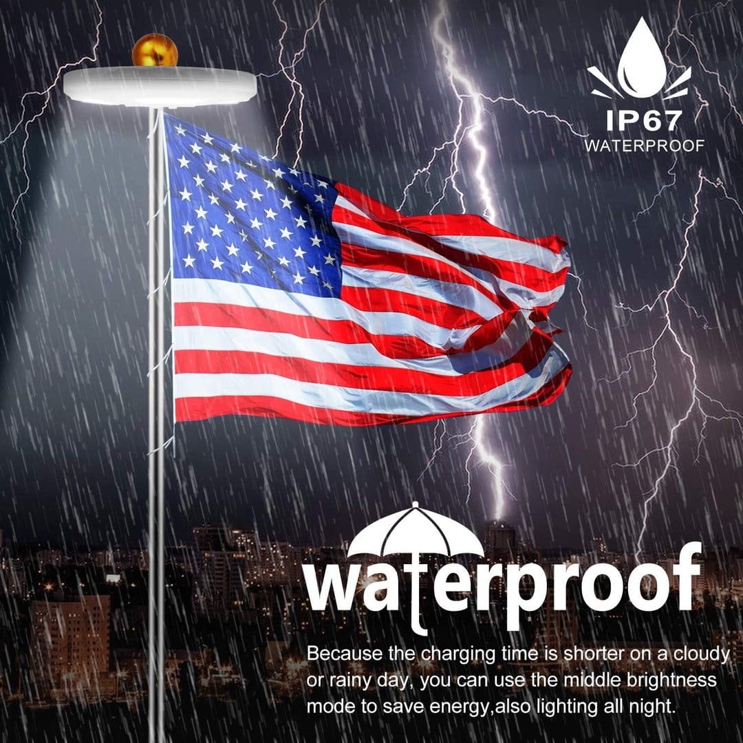 128 LED Solar Power Flag Pole Lights 2025 Upgraded Design (125,000+ Hours)