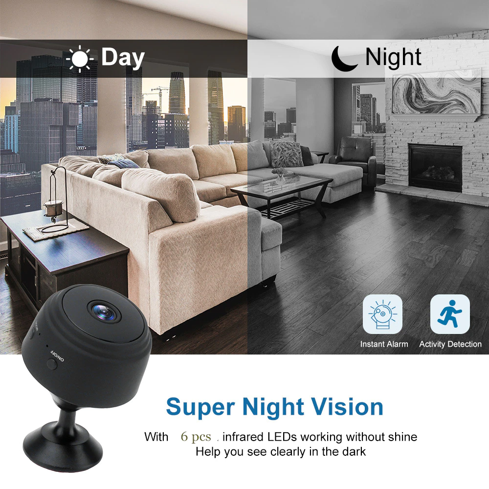 Mini Security Camera Wireless with Night Vision and Microphone - SKINMOZ MARKET