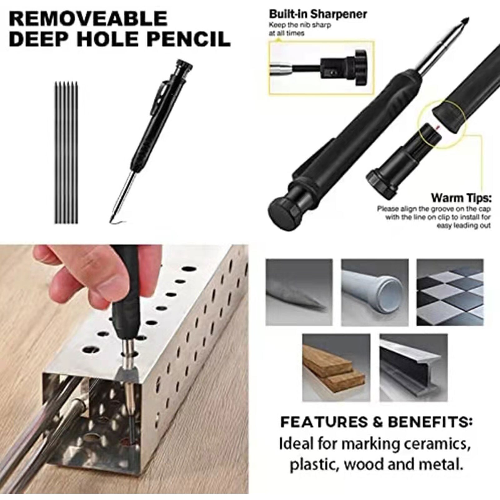 Scribing Tool: Multi-function Construction Pencil, Woodworking Measuring Tool - SKINMOZ MARKET