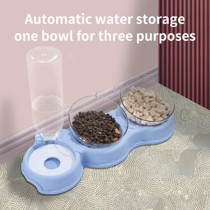 Cat Food Bowls : Cat Double Feeding Bowl With Automatic Waterer Bottle 3 in 1 - SKINMOZ MARKET