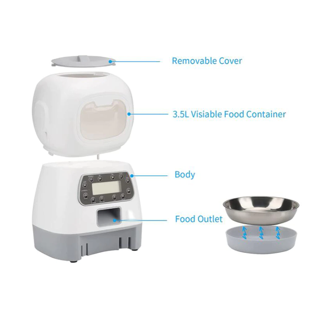 Smart Pet Feeder: 3.5 L Automatic Food Dispenser For Cats Dogs With Tilmer