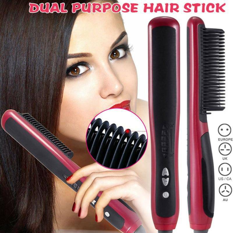 Hair Straightener Brush - Hot Comb Curling, Straightening Beard Brush For Women, Men - SKINMOZ MARKET