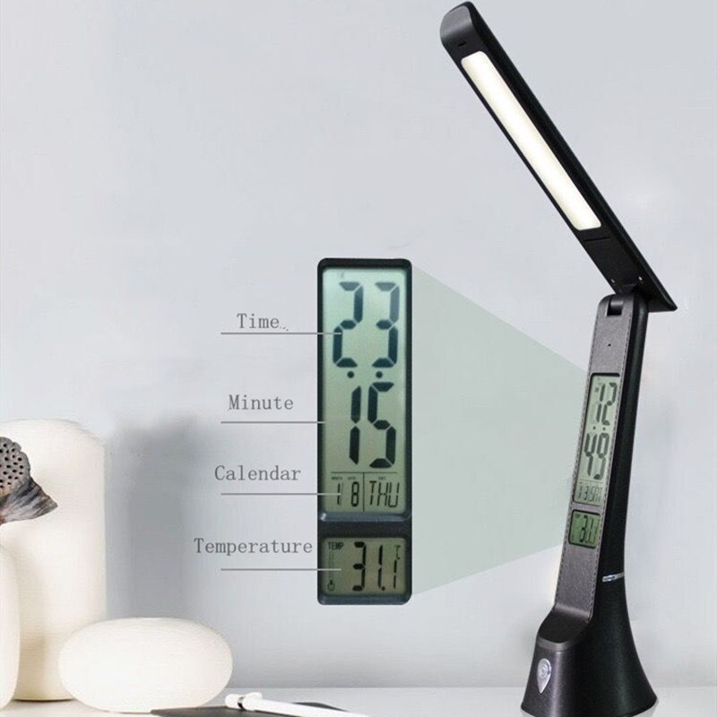 LED Desk Lamp: Office Lamp With Time LCD Screen
