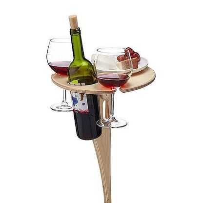 Outdoor Wine Table - Wooden Folding Natural And Portable - SKINMOZ MARKET