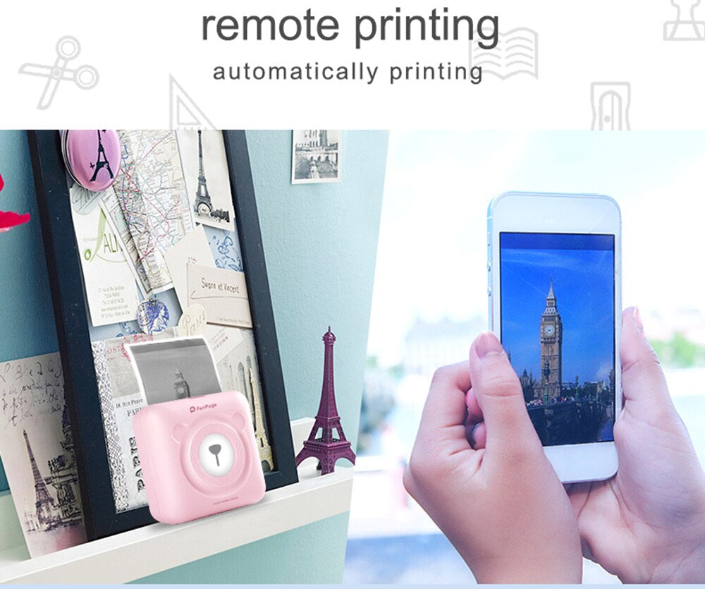 Mini Photo Printer: Instant Portable Wireless Printer + 6 Rolls