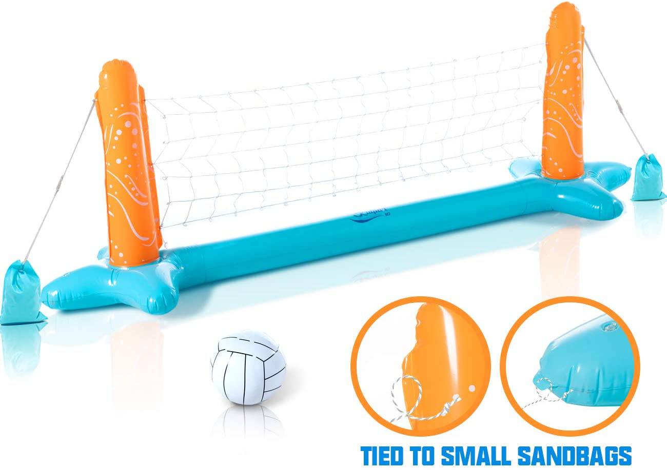 Inflatable swimming pool buoy set volleyball net and basketball Goal Hoop, Poolside Toy - SKINMOZ MARKET