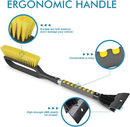 Snow Brush 27 Inch: Detachable Ice Scraper with Comfortable Foam Grip