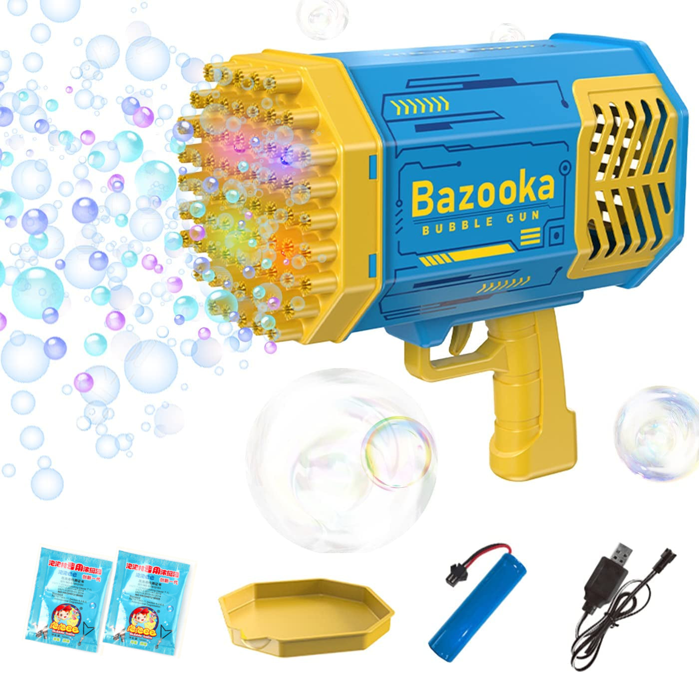 Bubble Machine Guns With Light: 69 Holes bubble blasters For Kids