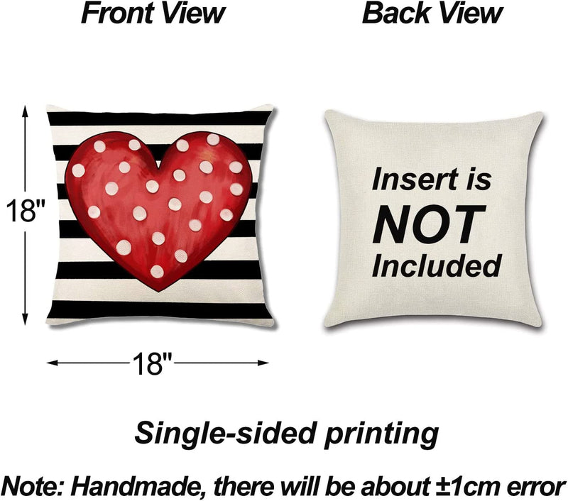Valentines Day Pillow Covers 18x18 Set of 4: Valentines Cushion Case for Home