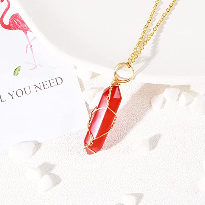 Carnelian Crystal Necklace Red Pendant - SKINMOZ MARKET