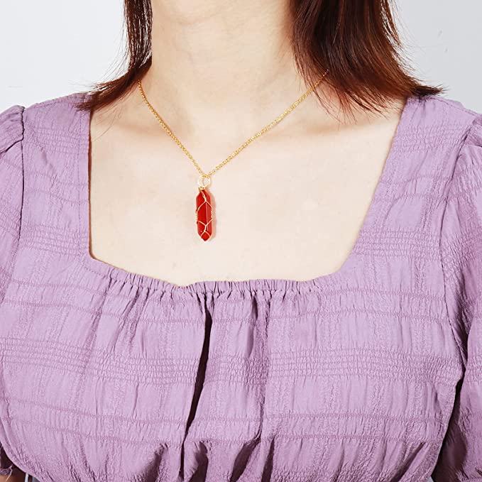 Carnelian Crystal Necklace Red Pendant - SKINMOZ MARKET