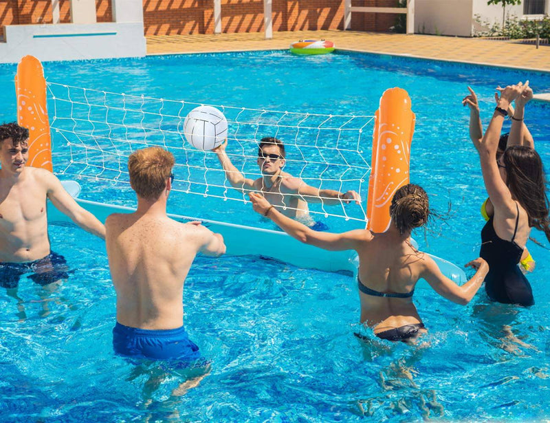Inflatable swimming pool buoy set volleyball net and basketball Goal Hoop, Poolside Toy - SKINMOZ MARKET