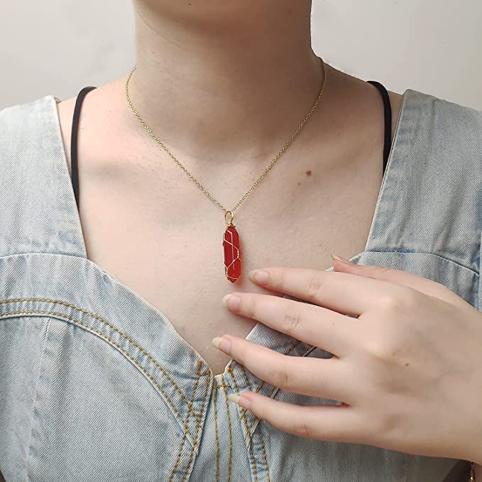 Carnelian Crystal Necklace Red Pendant - SKINMOZ MARKET