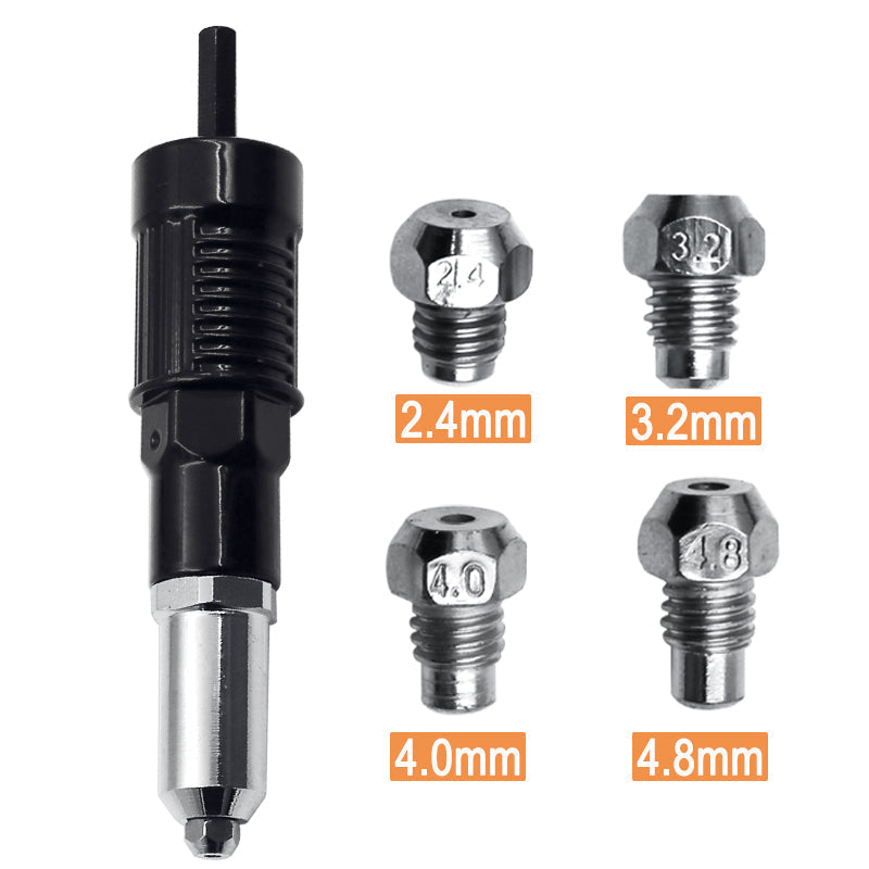 Rivet Gun Adapter Kit With Different Matching Nozzle Bolts