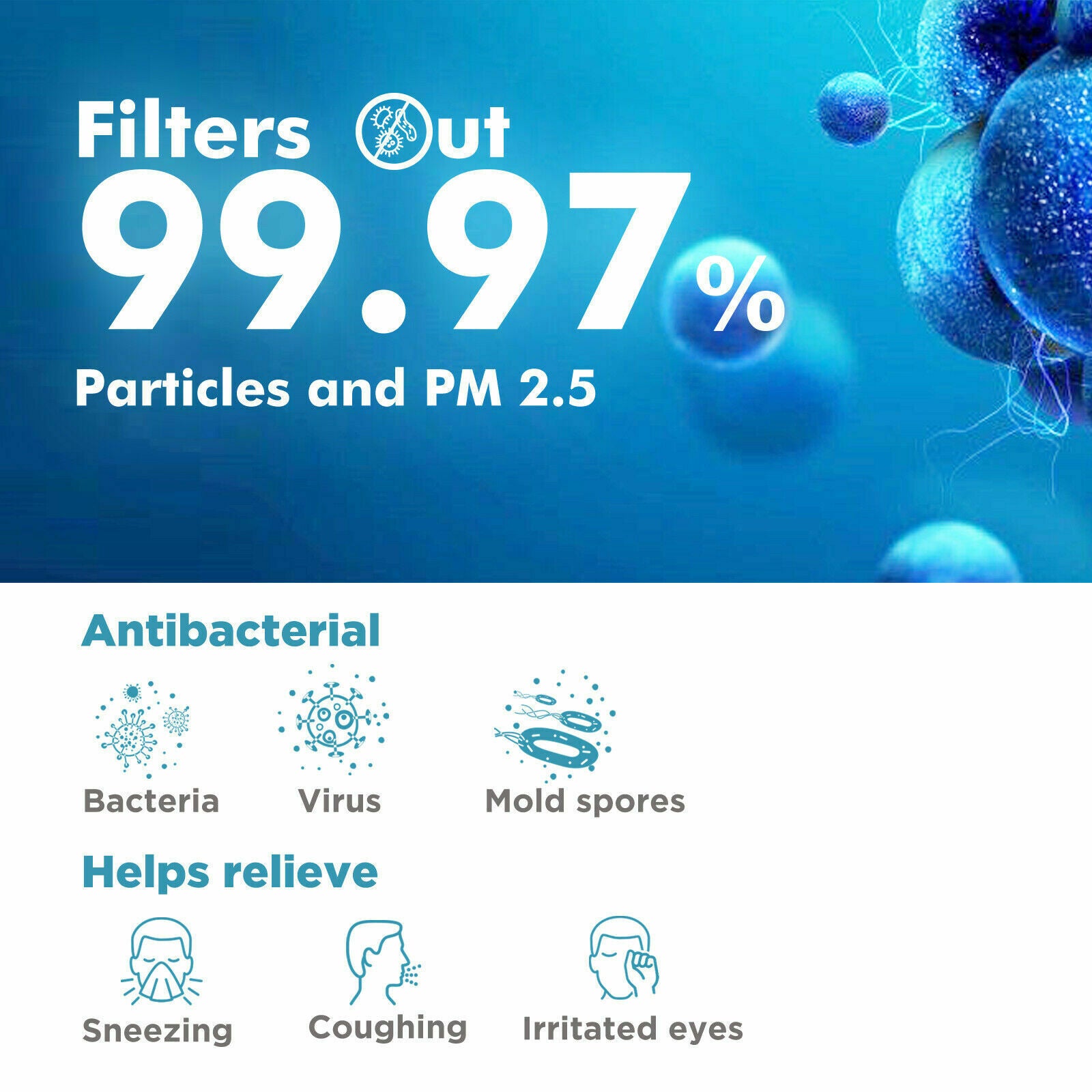 Large Room Air Purifier True HEPA Filter: Odor Allergies Eliminator Home Office - SKINMOZ MARKET