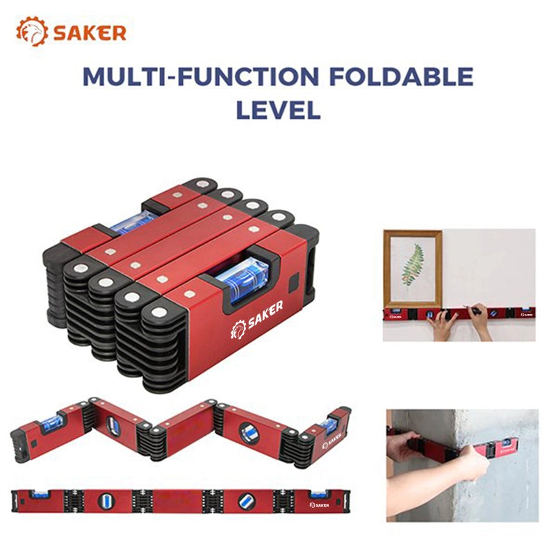 Foldable Level With 45°/90°/180° Bubbles - Saker Measuring Tool
