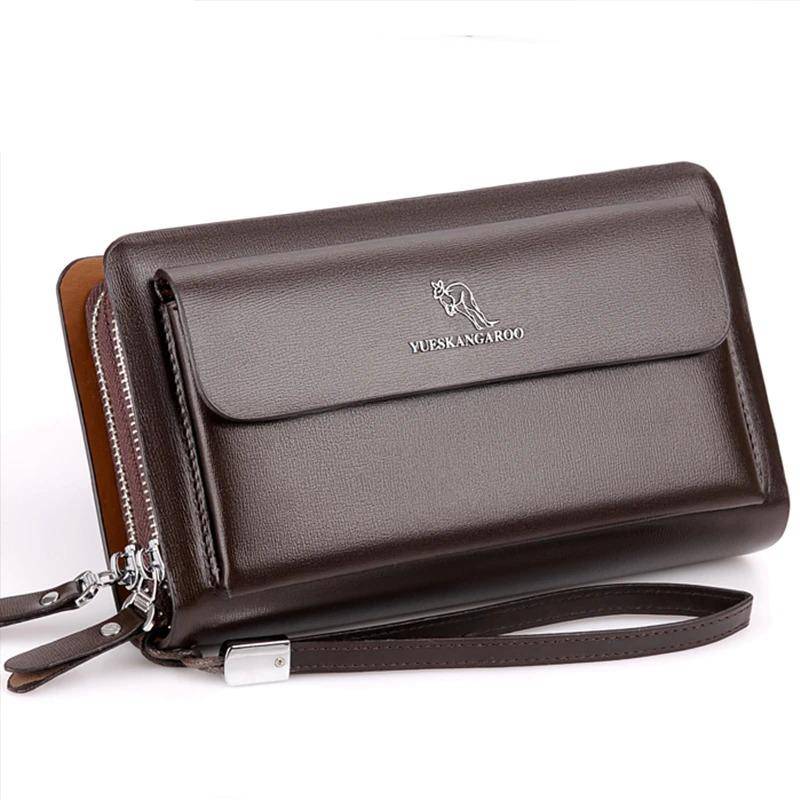 Mens Clutch Bag Handbag : Luxury Business  Wallet Mini Hand Bag Black - Brown - SKINMOZ MARKET