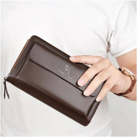 Mens Clutch Bag Handbag : Luxury Business  Wallet Mini Hand Bag Black - Brown - SKINMOZ MARKET