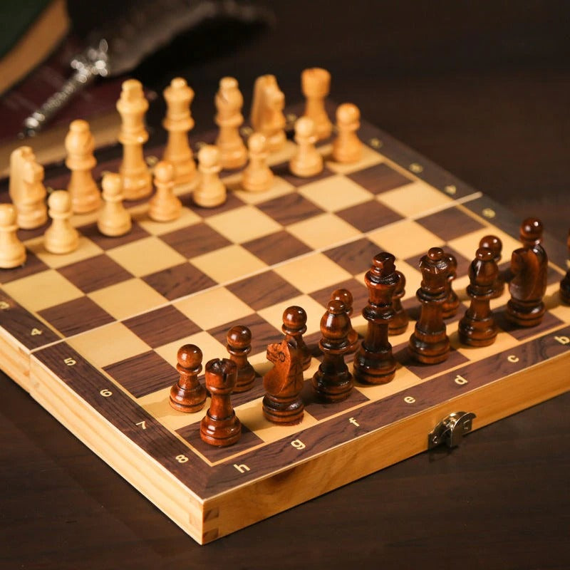 Chess Table : Chess Wooden Board Table Game Magnetic Set - 13.4 In - SKINMOZ MARKET