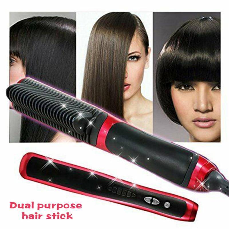 Hair Straightener Brush - Hot Comb Curling, Straightening Beard Brush For Women, Men - SKINMOZ MARKET