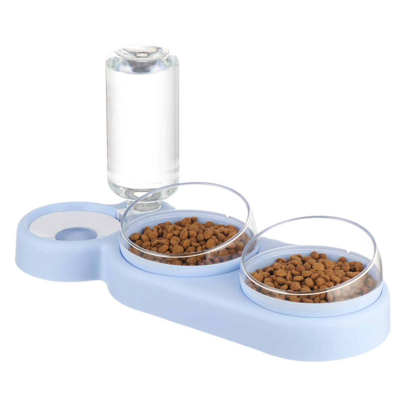 Cat Food Double Bowls Slow Feeder With Waterer Bottle - SKINMOZ MARKET