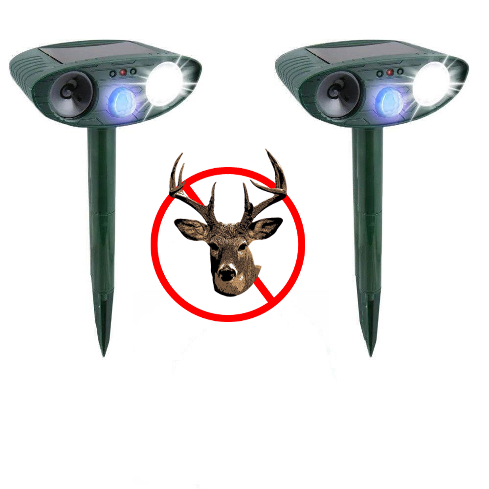 deer deterrent-Ultrasonic Deer Repeller-deer repellent plants PACK of 2 - Solar Powered - Get Rid of Deer